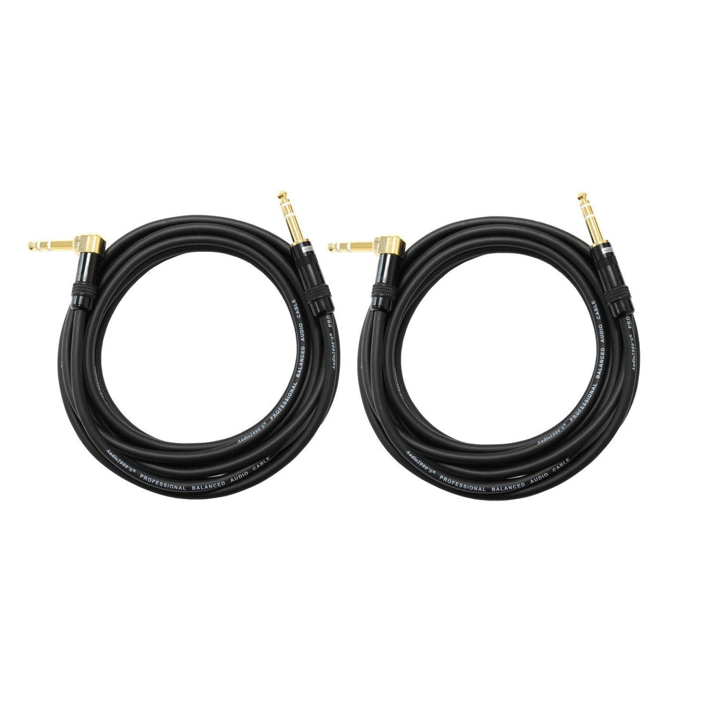 [AUSTRALIA] - Audio2000's C26012P2 12 Ft 1/4 Inch TRS Right Angle to 1/4 Inch TRS Cable (2 Pack) 