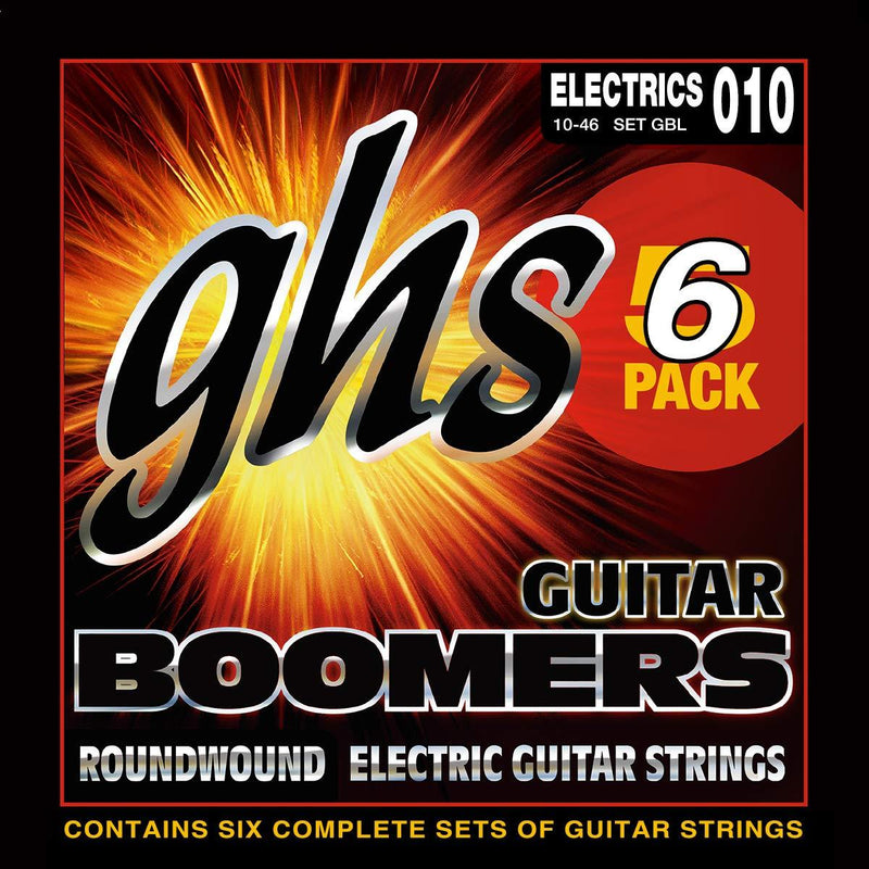 GHS Strings GBXL-5 Guitar Boomers, Nickel-Plated Electric Guitar Strings, Extra Light, 6 Pack (.009-.042)