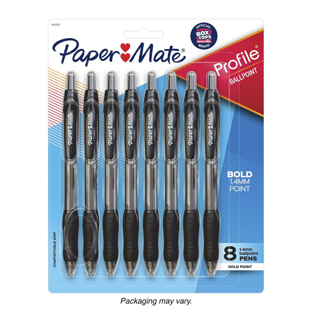 Paper Mate Profile Retractable Ballpoint Pens Black 8 Count