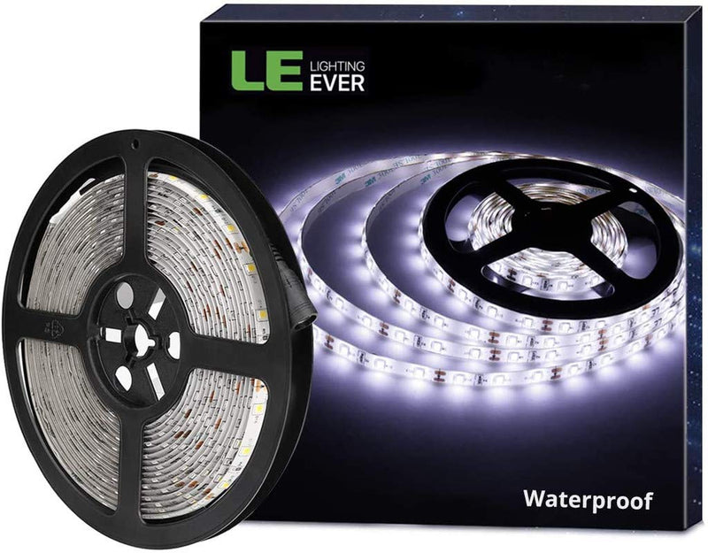 [AUSTRALIA] - LE 12V LED Strip Light, Flexible, Waterproof, SMD 2835, 16.4ft Tape Light for Christmas, Home, Kitchen and More, Daylight White（Power Adapter not Include） 