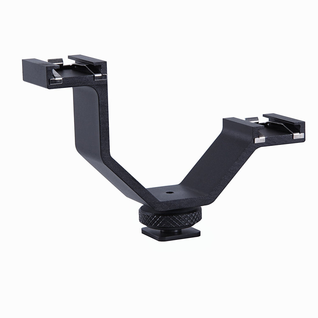 Movo HVA20 DSLR Camera Dual Cold Shoe Mount Bracket for Lights, Monitors, Microphones and other Camera Accessories