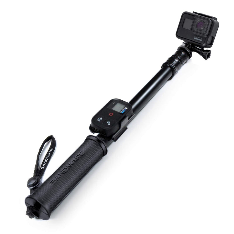 SANDMARC Pole - Black Edition: 17-40” Waterproof Extension Pole (Selfie Stick) for GoPro Hero 10, 9, 8, Max, 7, 6, Session, 5, 4, 3 - with Remote Clip