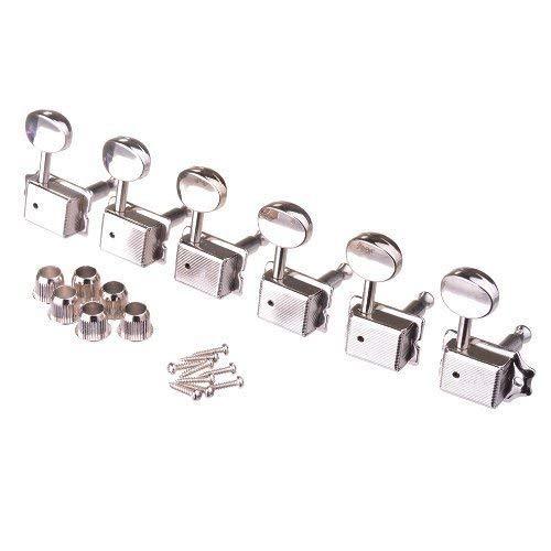 Musiclily 6-in-line Vintage Guitar Tuners Split Shaft Machine Heads Tuning Pegs for Fender ST Strat Stratocaster Telecaster Electric Guitar, Nickel