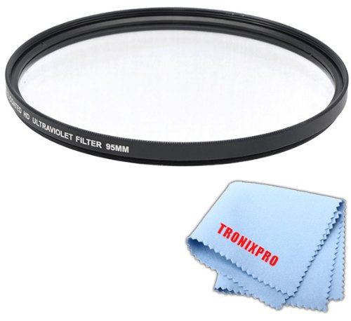 Tronixpro 95mm Pro Series High Resolution Digital Ultraviolet UV Protection Filter for Sigma 150-600mm 50-500mm, Tamron SP 150-600mm f/5-6.3 Di VC USD Lens + Microfiber Cloth 95mm UV Filter