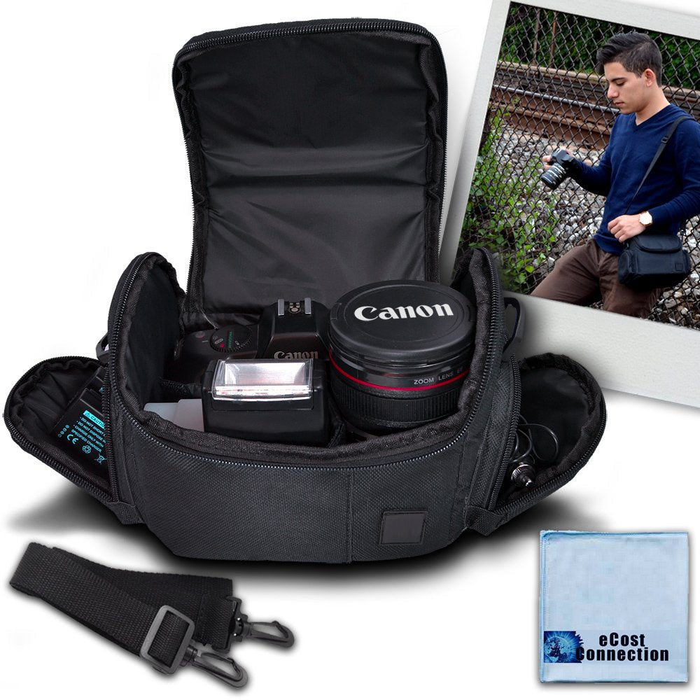 Medium Soft Padded Camera Equipment Bag / Case for Nikon D300, D300S, D3000, D3100, D3200, D5000, D5100, D5200, D5300 & More… + Microfiber Cloth