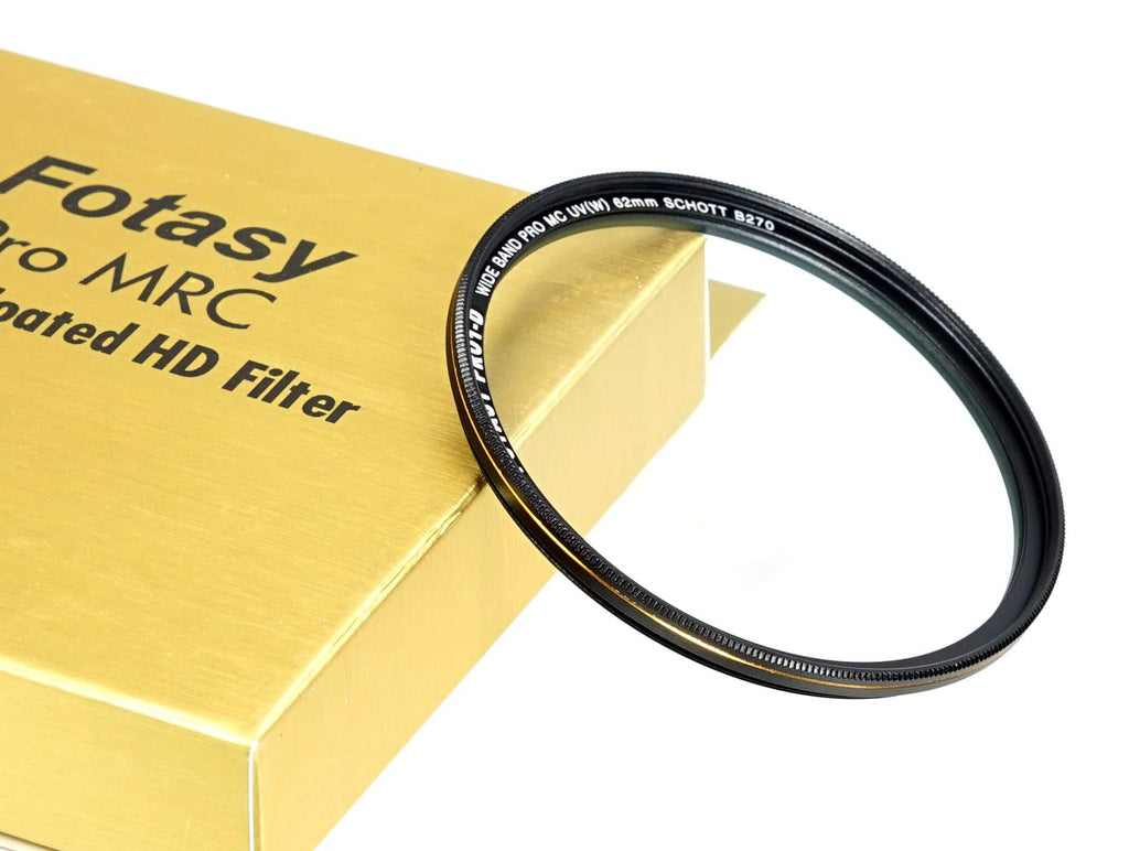 Fotasy 62mm Ultra Slim UV Protection Lens Filter, Nano Coatings MRC Multi Resistant Coating Oil Water Scratch, 16 Layers Multicoated 62mm UV Filter Black