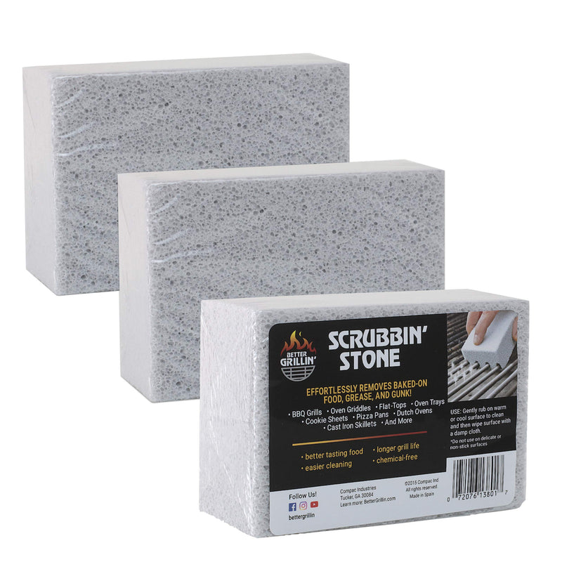 Better Grillin Scrubbin Stone Grill Cleaner-Scouring Brick/Barbecue Grill Brush/Barbecue Cleaner for BBQ, Griddle, 3pk 3 Count