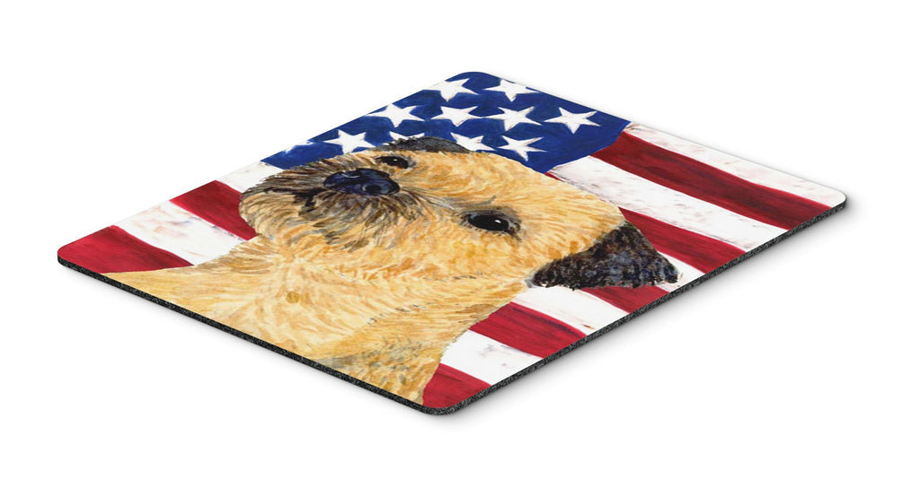 Caroline's Treasures SS4247MP USA American Flag with Border Terrier Mouse Pad, Hot Pad or Trivet, Large, Multicolor