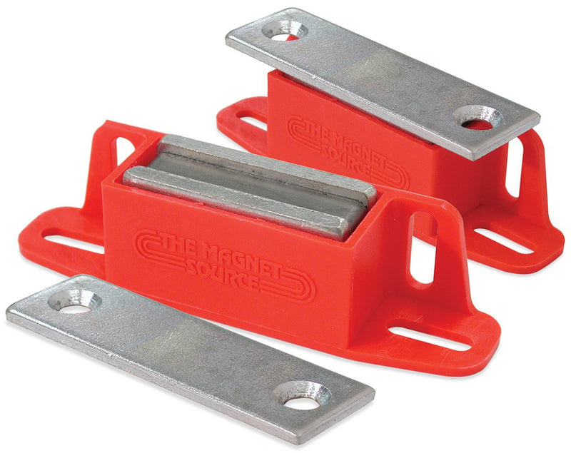 Master Magnetics 07502X2 Magnet Catch, Universal Latch with Strike-Plate, 2-Way Mounting Red, 4.25" Length, 0.938" Width, 1.125" Height, 50 Pounds (Pack of 2)