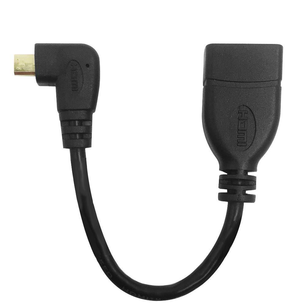 Afunta 90 Degree Micro HDMI Right-Toward Male to HDMI Female Cable Adapter, Length: 17cm