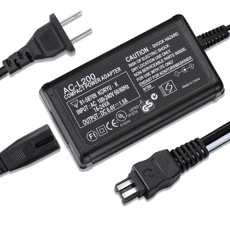 AC-L200 Adapter Charger Compatible Sony Handycam Camcorder DCR-SX40,DCR-SX41,DCR-SX44,DCR-SX45,DCR-SX60,DCR-SX63,DCR-SX65,DCR-SX83,DCR-SX85,HDR-CX190,HDR-CX220,HDR-CX230,HDR-CX330,HDR-CX190,HDR-CX675