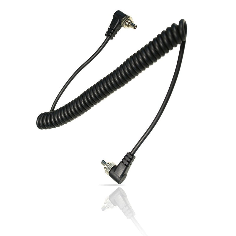 Foto&Tech Male to Male M-M Flash PC Sync Cable Cord 12-Inch Coiled Cord with Screw Lock Compatible with Nikon, Canon, and Most DSLR Cameras Flash Trigger (Male to Male Flash PC Sync Cable) Male to Male FLASH PC Sync Cable
