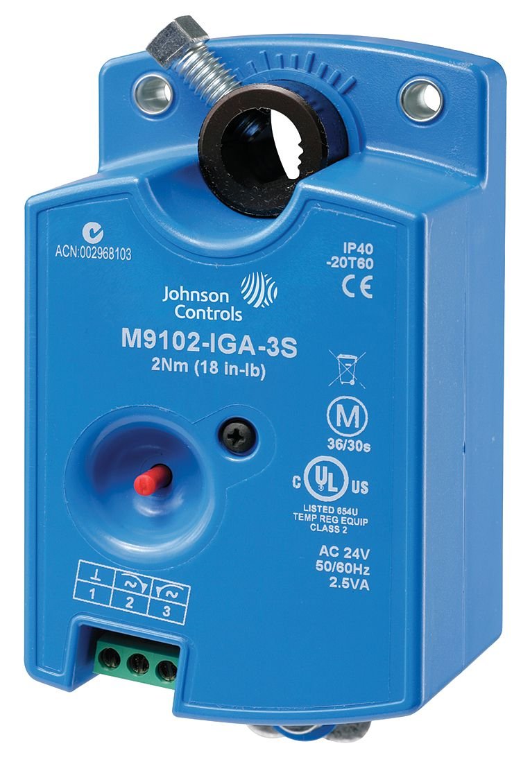 Johnson Controls M9102-AGA-3S Series M9102 Electric Non-Spring-Return Actuator, Floating Control, 2 Nm Torque, M3 Screw Terminals