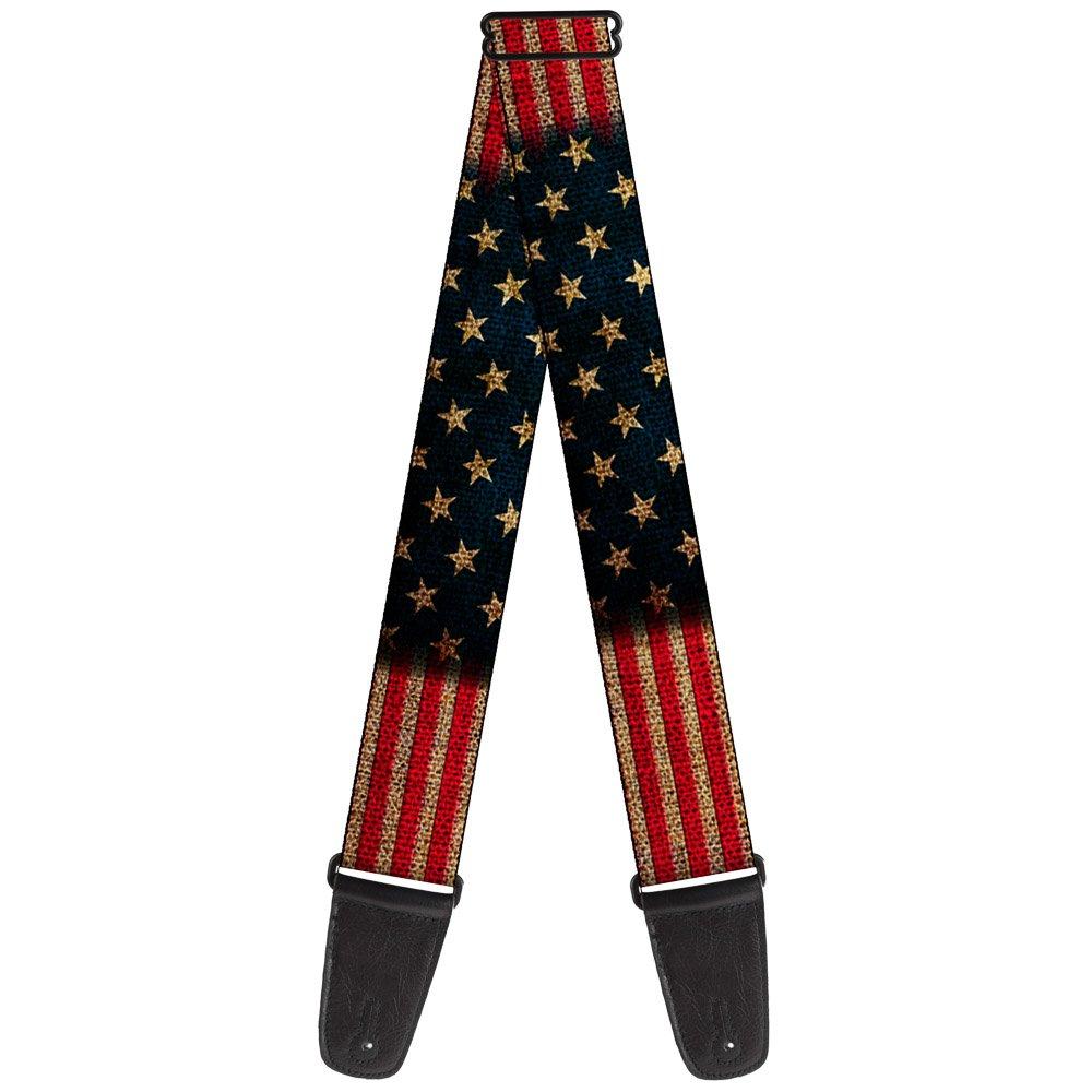 Buckle-Down Guitar Strap - Vintage US Flag Stretch - 2" Wide - 29-54" Length, Multicolor