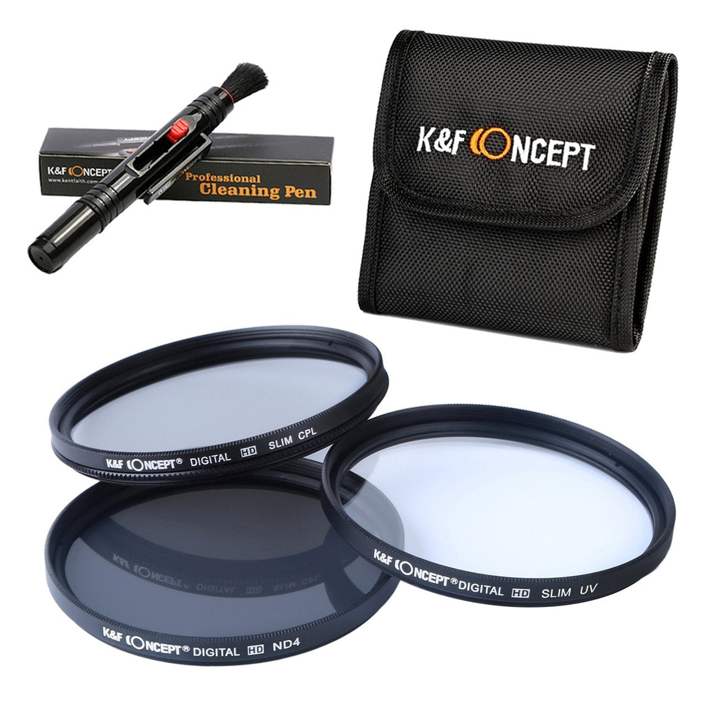 K&F Concept 72mm UV CPL ND4 Neutral Density Len Accessory Filter Compatible with Canon Nikon DSLR Camera + Cleaning Pen + Filter Pouch