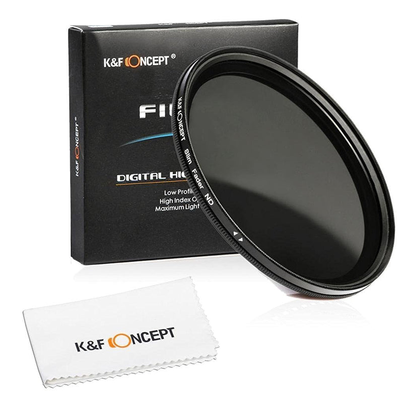 37mm Filter, K&F Concept 37mm ND Filter Variable Fader NDX Neutral Density Adjustable ND2 to ND400 Lens Filter Kit + Cleaning Cloth for DSLR Cameras