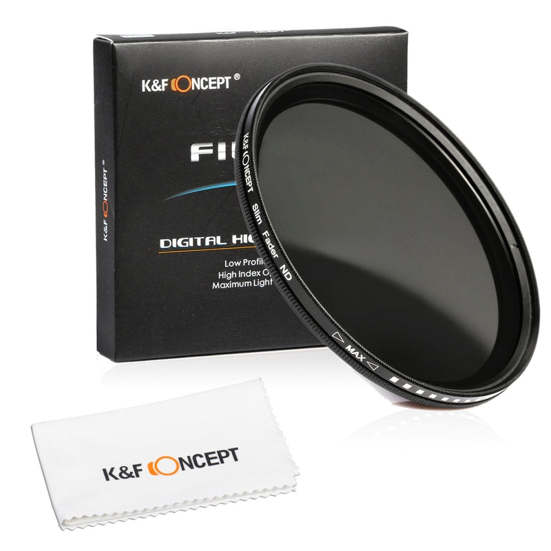 K&F Concept 43mm Slim Fader Variable ND2-ND400 Neutral Density Adjustable ND ND2 ND4 ND8 ND16 to ND400 Lens Filter Kit + Microfiber Cleaning Cloth for DSLR Cameras