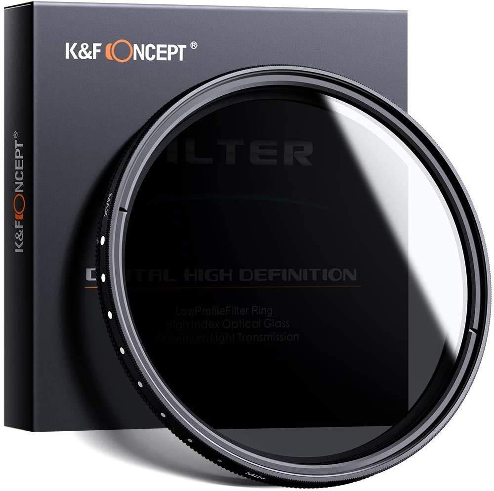 K&F Concept 62mm ND Fader Variable Neutral Density Adjustable ND Filter ND2 to ND400 for Sigma Tamron Sony Alpha A57 A77 A65 DSLR Cameras + Lens Cleaning Cloth 62mm ND2-ND400