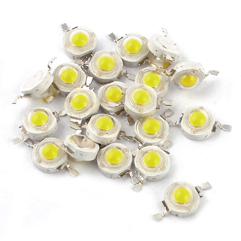 uxcell 20 Pcs High Power 2 Pin 3W White LED Bead Emitters 170-190Lm 6000K