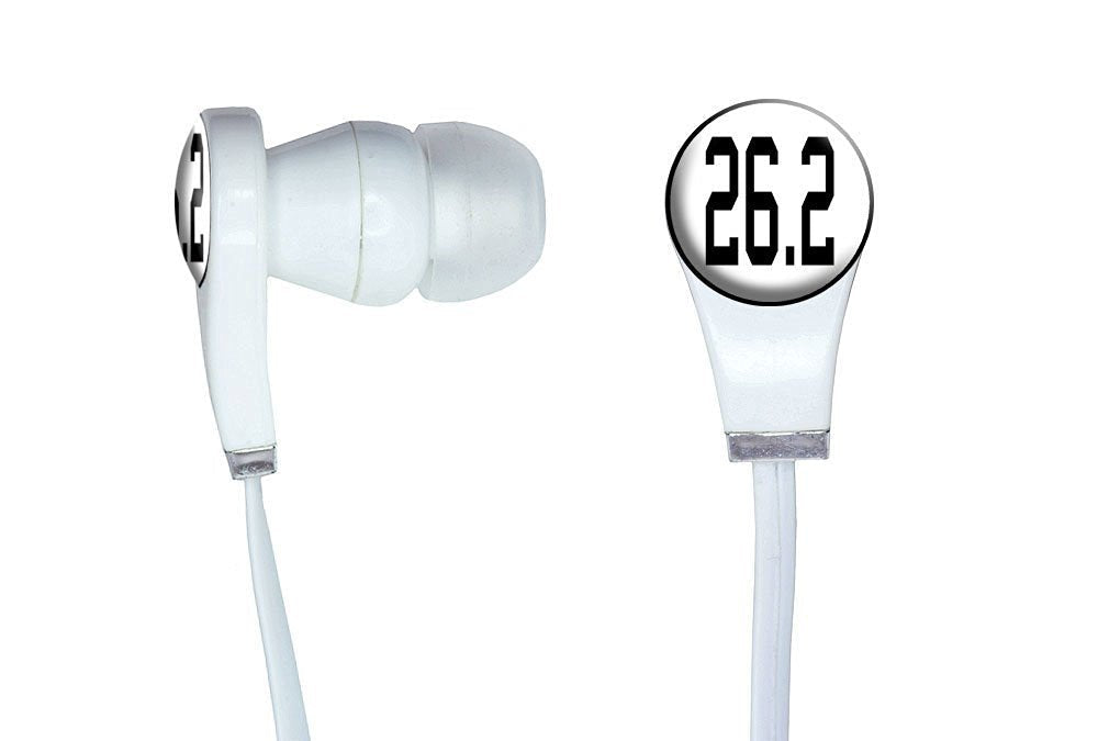 Graphics and More 26.2 marathon - running jogging Novelty In-Ear Headphones Earbuds - Non-Retail Packaging - White