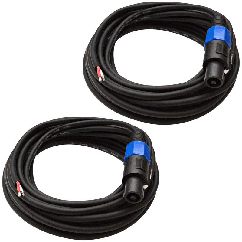 Seismic Audio - SPRW25 (2 Pack)- 25 Foot Raw Wire to Speakon Speaker Cable - 16 Guage - PA/DJ/Home Audio 25 Feet - 2 Pack