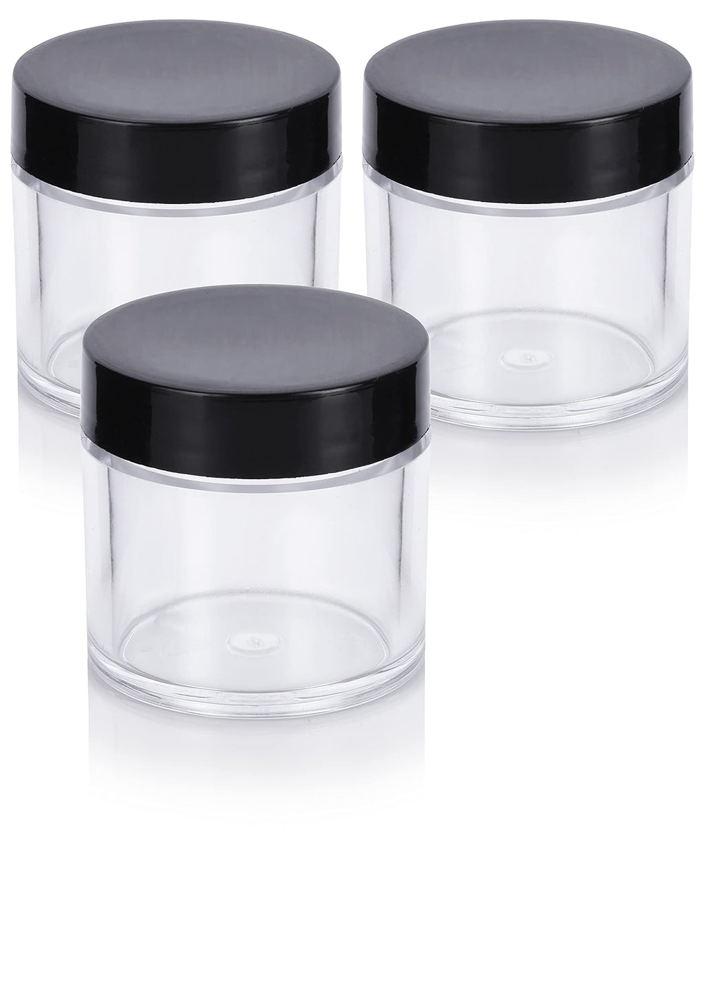 Clear Thick Wall Acrylic Travel Refillable Pot Container Jar - 2 oz / 60 ml (3 pack) Samples, Balms, Makeup and Cosmetics, Salves, Airtight and BPA Free