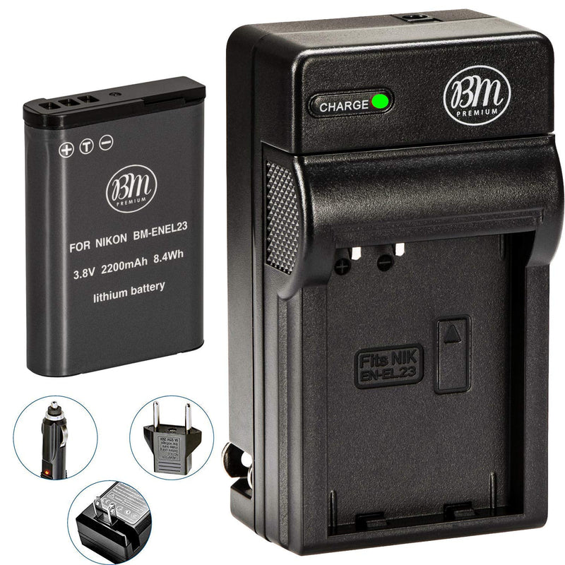 BM Premium EN-EL23 Battery and Charger for Nikon Coolpix B700, P900, P600, P610, S810c Digital Camera