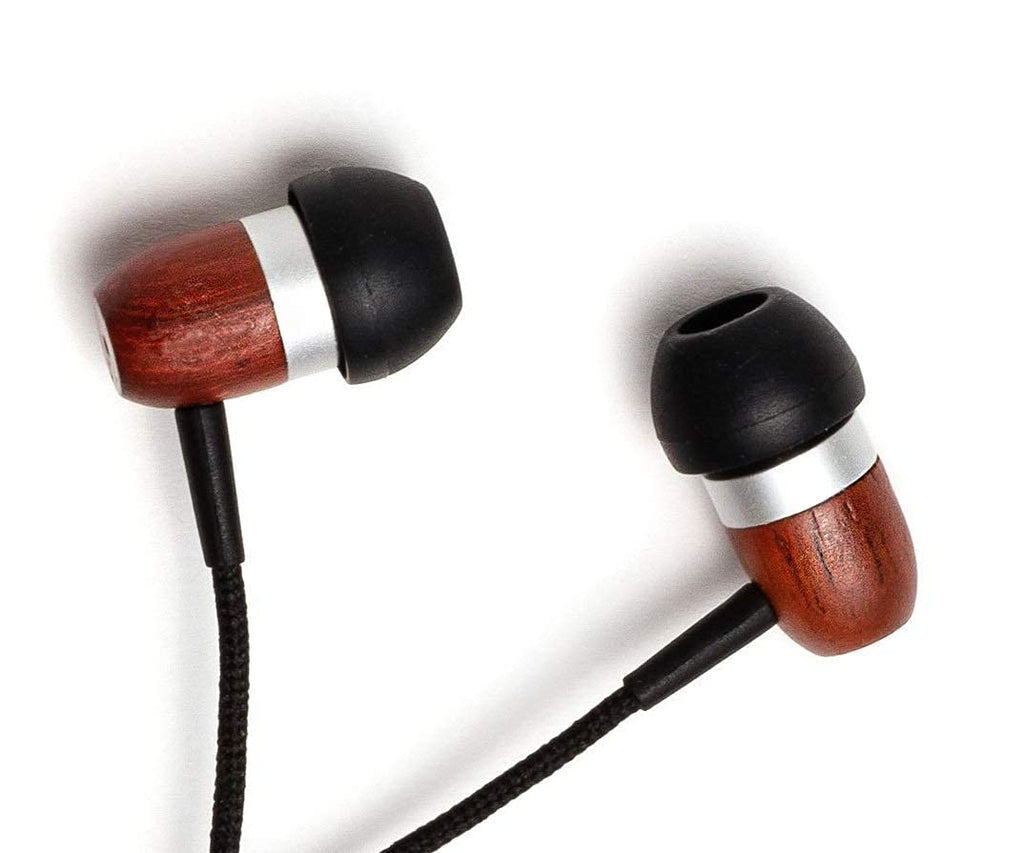 Symphonized GLXY Premium Genuine Wood in-Ear Noise-isolating Headphones with Mic and Nylon Cable (Cherry) Cherry