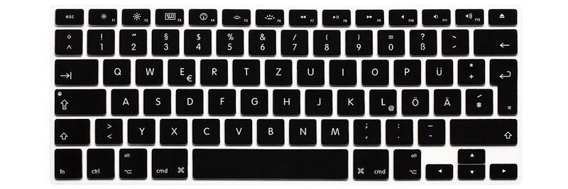 HRH German QWERTZ Silicone Keyboard Cover Skin for MacBook Air 13,for MacBook Pro 13/15/17(with or w/Out Retina Display,2015 or Older Version)&for iMac Older EU Layout Keyboard Protector-Black Black
