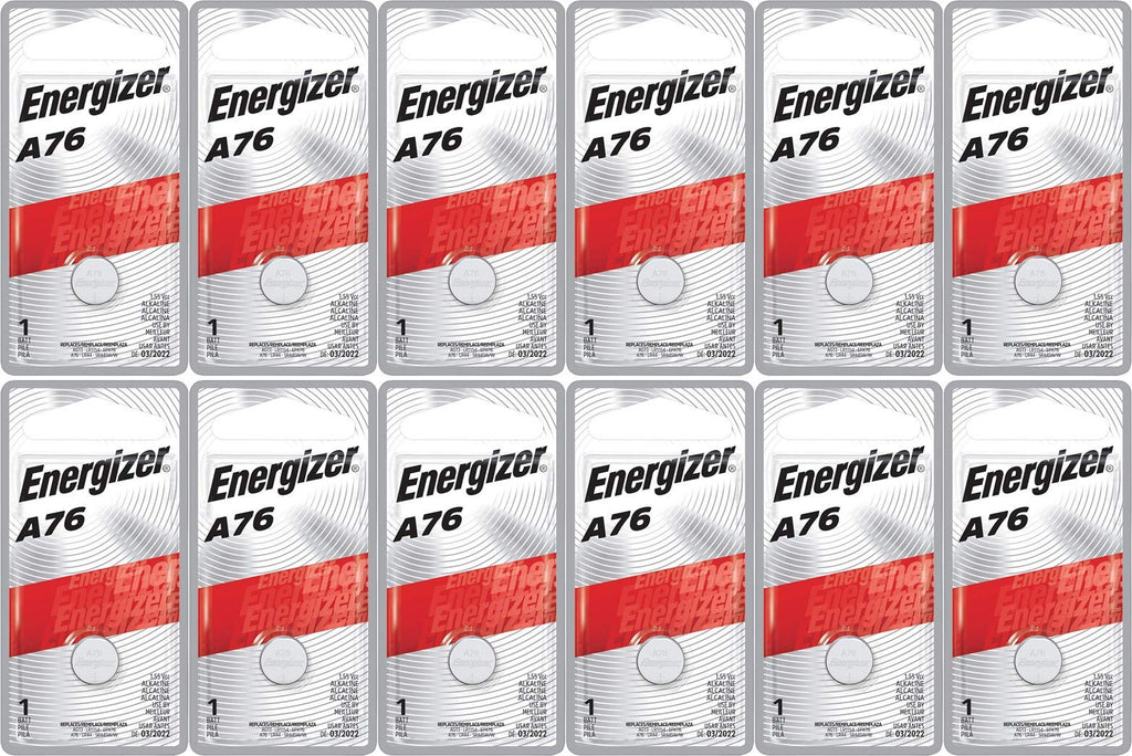 [ Strip of 12 ] Energizer A76/LR44 (A76BP), SR44, L1154, 1.5v Alkaline Batteries