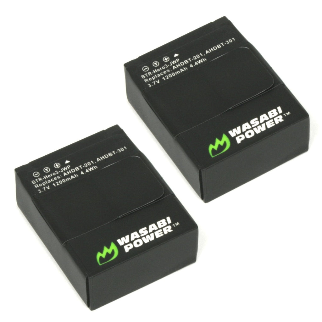 Wasabi Power Battery for GoPro HERO3, HERO3+ and GoPro AHDBT-201, AHDBT-301, AHDBT-302 (1200mAh, 2-Pack)