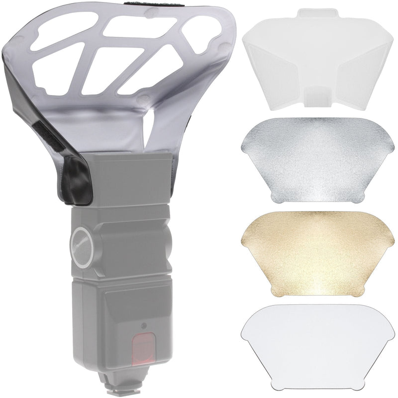 [AUSTRALIA] - Precision Design Universal Flash Diffuser Bouncer with Interchangeable White/Gold/Silver Inserts Plus Diffusion Screen 