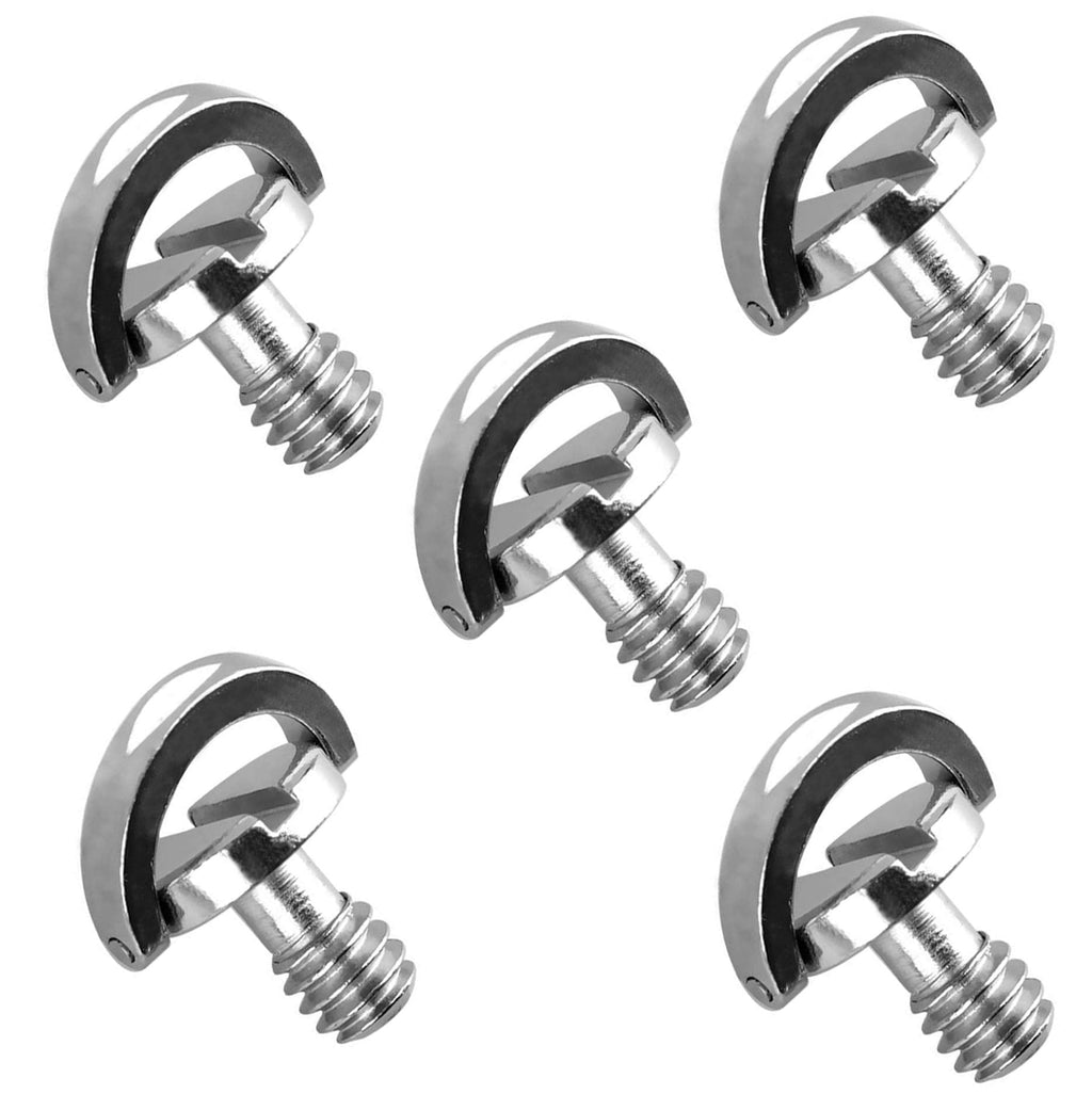 (5 Packs) Stainless Steel D Shaft D-Ring 1/4" Tripod Screw, Mounting Screw Adapter, Quick Release Camera Screw for Camera Camcorder Tripod Monopod QR Quick Release Plate