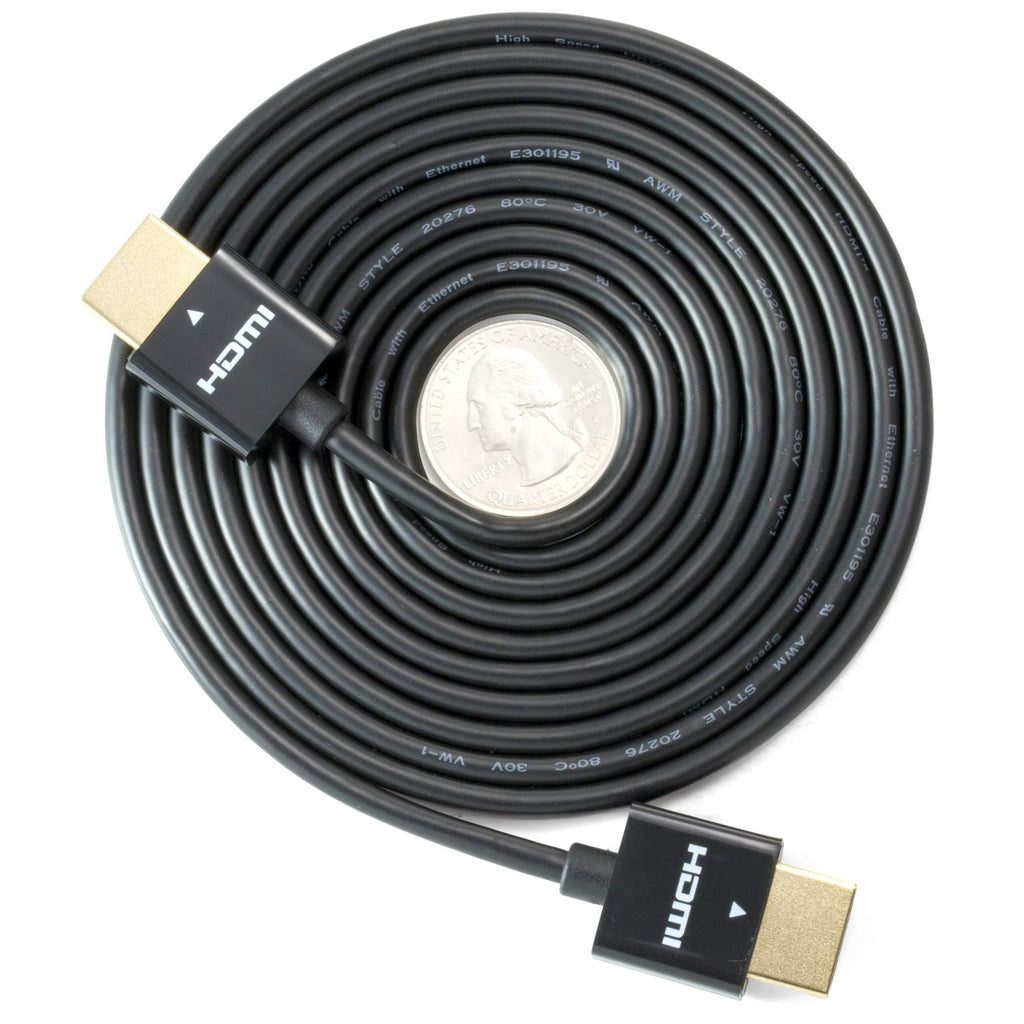 NTW High Performance Ultra Slim HDMI Cable (16.5ft) Premium High Speed Ultra Thin HDMI cable with RedMere Technology, 1080p, 4K HDR, 10.2Gbps, 36AWG - Black - NHDMI4S-05M/36C