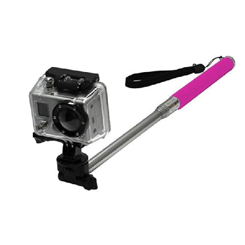 MaximalPower PINK 42" Extendable Handheld Monopod Selfie Stick Pole with Mount Adapter For GoPro HERO 3, 3+, 4