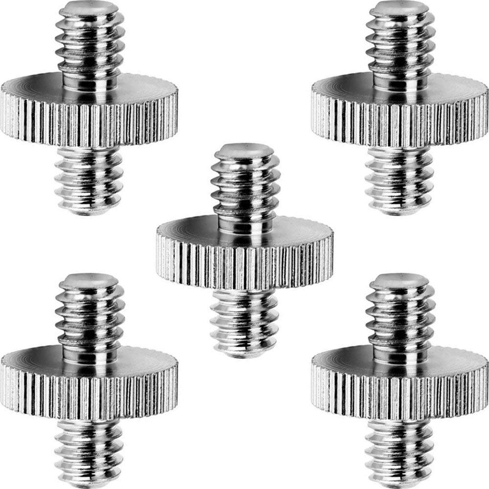 (5 Packs) Standard 1/4"-20 Male to 1/4"-20 Threaded Screw Adapter Tripod Screw Converter Compatible with Camera Cage Light Stand Monopo Shoulder Rig Tripod
