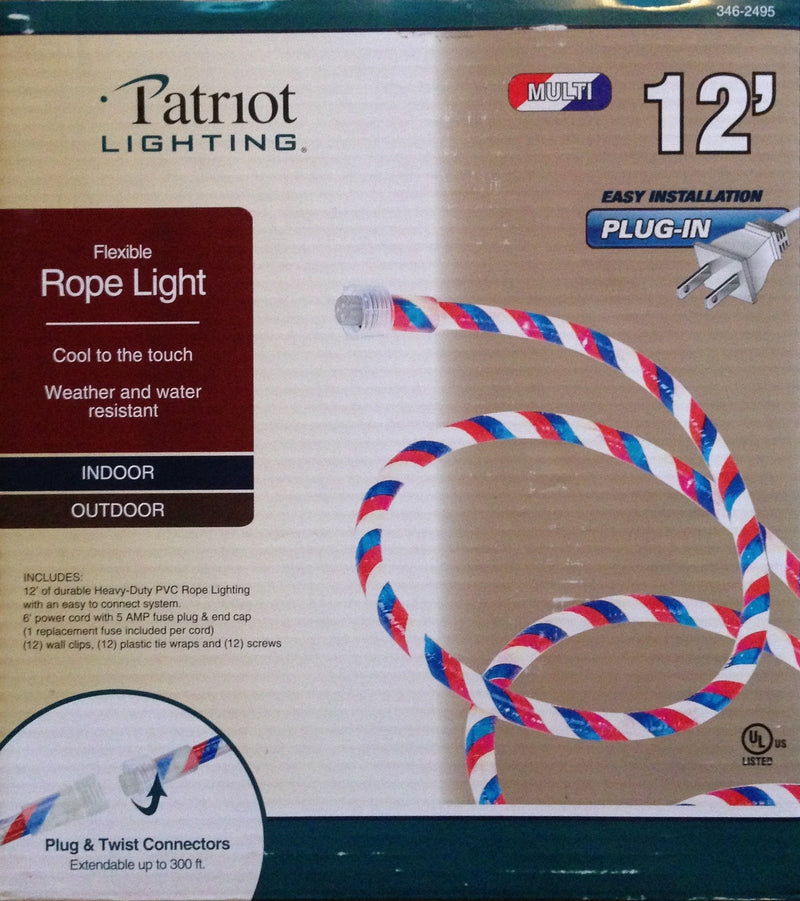 [AUSTRALIA] - Patriotic Red White and Blue Indoor Outdoor Rope Light - 12 Feet 