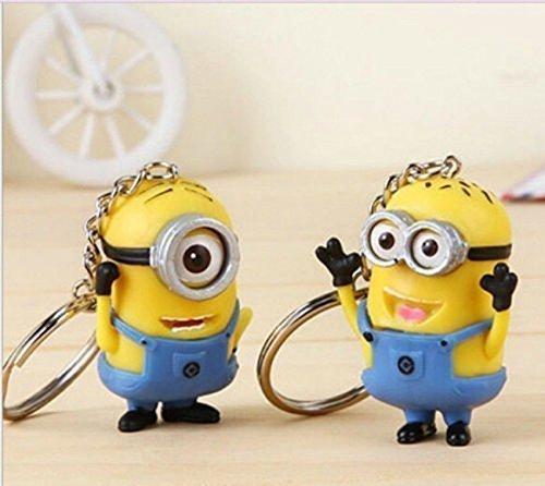 Promithi 2pcs Despicable Me Minion Toy Rubber Keychain