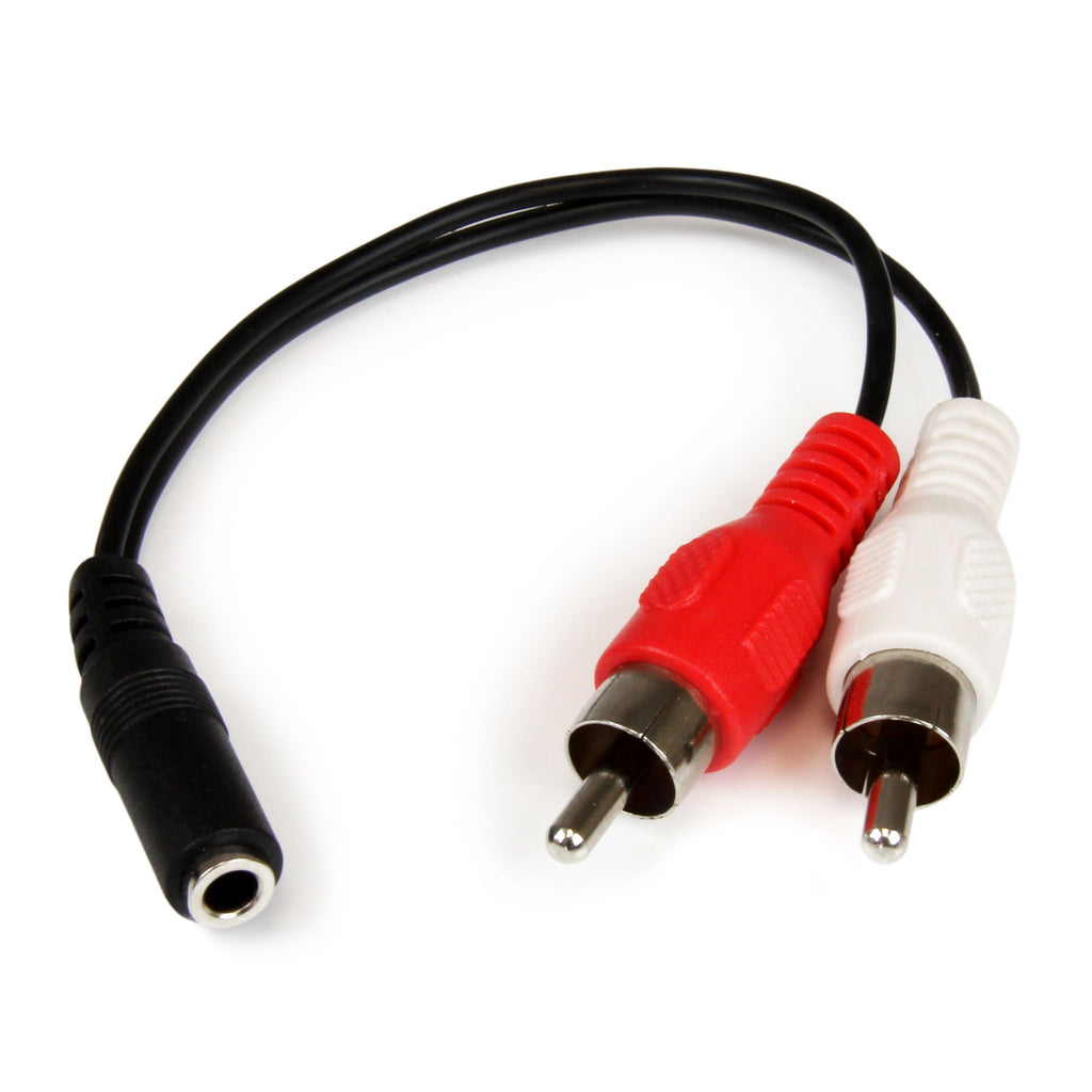 StarTech.com 6in RCA to 3.5mm Female Cable - Audio to RCA Cable - 3.5mm Female to 2x RCA Male - Aux to RCA - Stereo Audio Cable (MUFMRCA) 15 cm/6 inches