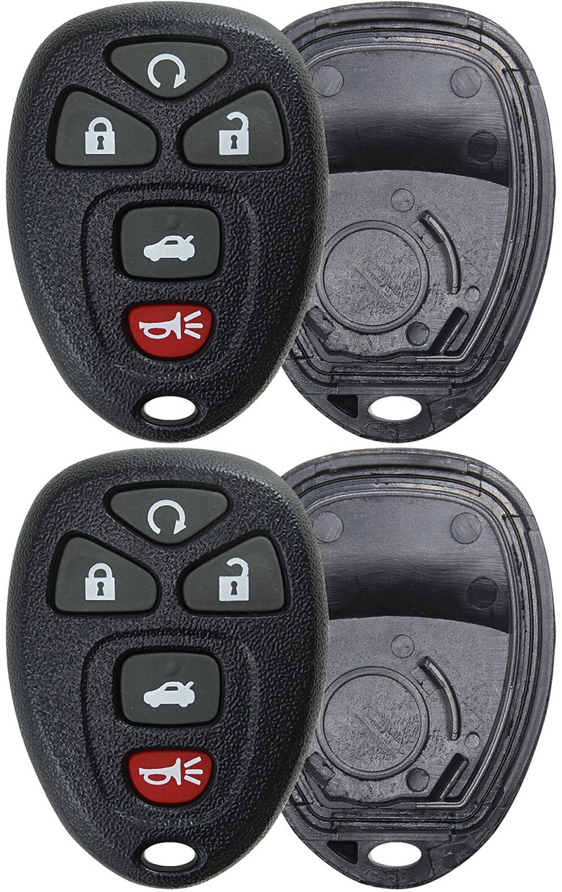 KeylessOption Keyless Entry Remote Key Fob Shell Case Button Pad Cover for Chevy Impala Monte Carlo Buick Lucerne Cadillac DTS OUC60270, OUC60221 (Pack of 2) black