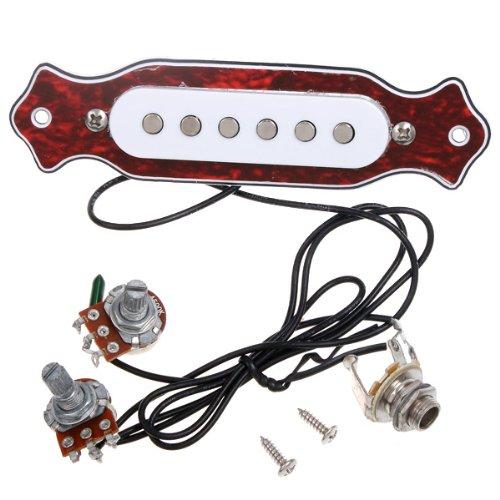 Andoer Red Chelonian Shell Sound Hole Magnetic Pickup for Folk Acoustic Electric Guitar