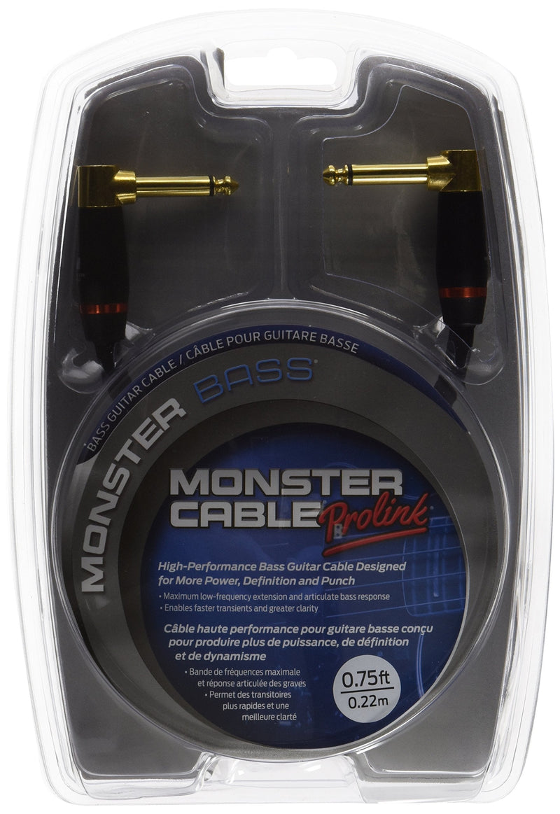 [AUSTRALIA] - Monster Bass Instrument Cable (8 inches/20 cm) - Angled 1/4” Plugs 