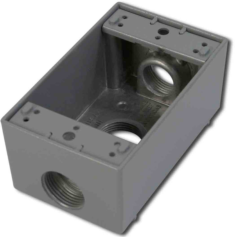 Made in The U.S.A. Greenfield B33PS Series Weatherproof Electrical Outlet Box, Gray