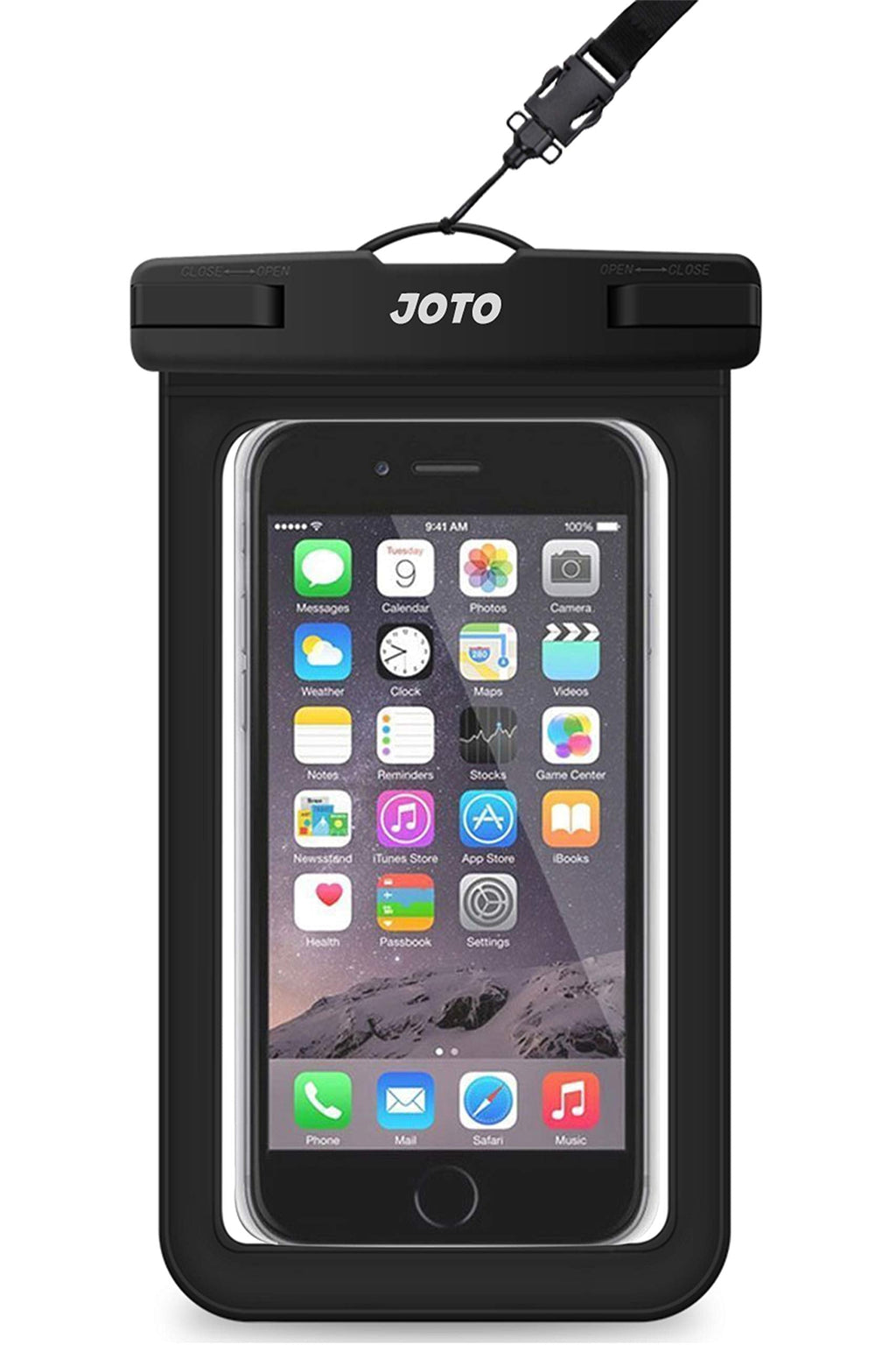 JOTO Universal Waterproof Phone Pouch Cellphone Dry Bag Case Compatible with iPhone 13 12 11 Pro Max Mini Xs XR X 8 7 6S Plus SE, Galaxy S21 S20 S10 Plus Note 10+ 9, Pixel 4 XL up to 7" -Black Black