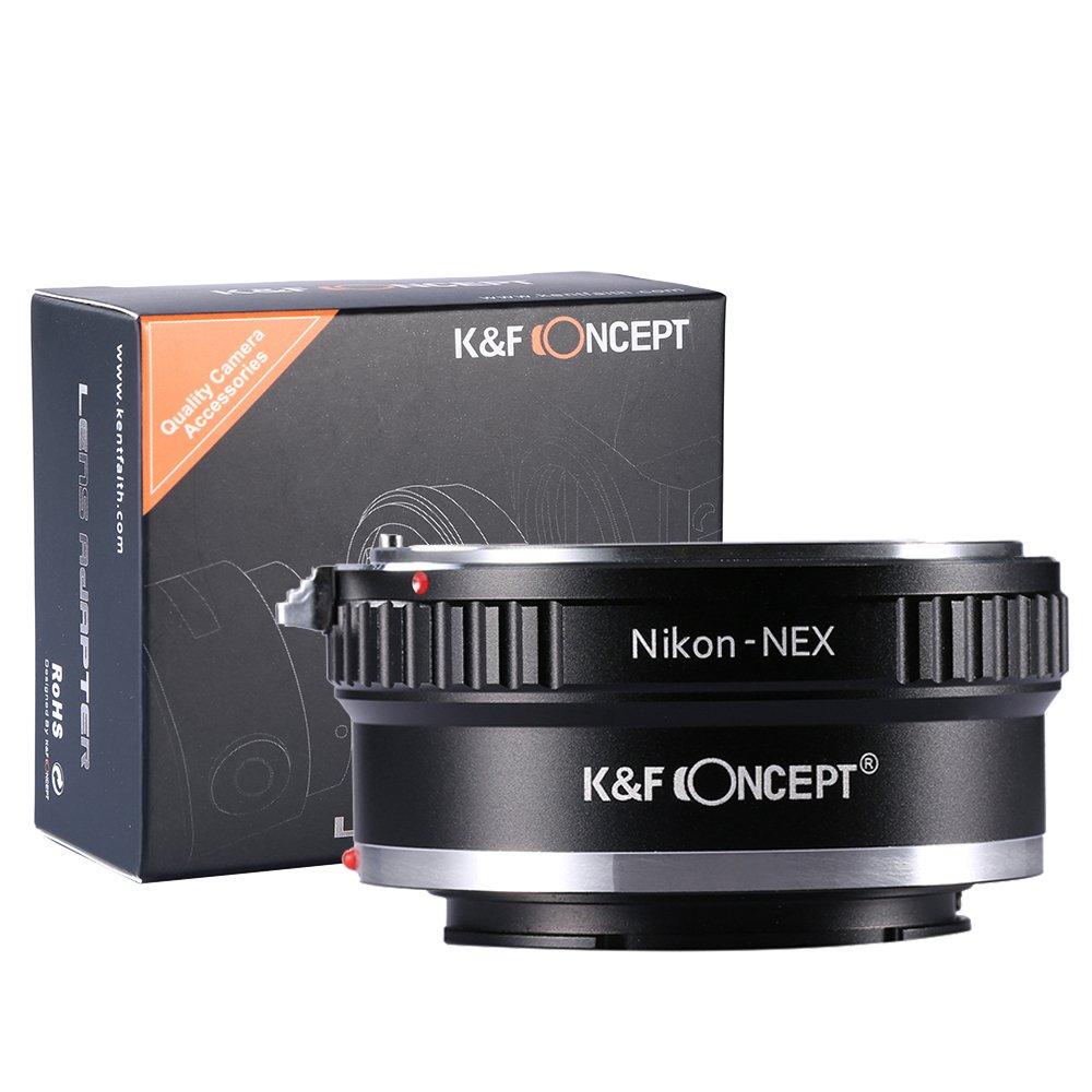 K&F Concept Lens Mount Adapter for Nikon AI Lens to Sony NEX E-Mount Camera, fits Sony NEX-3 NEX-3C NEX-3N NEX-5 NEX-5C NEX-5N NEX-5R NEX-5T NEX-6 NEX-7 NEX-F3 NEX-VG10 VG20