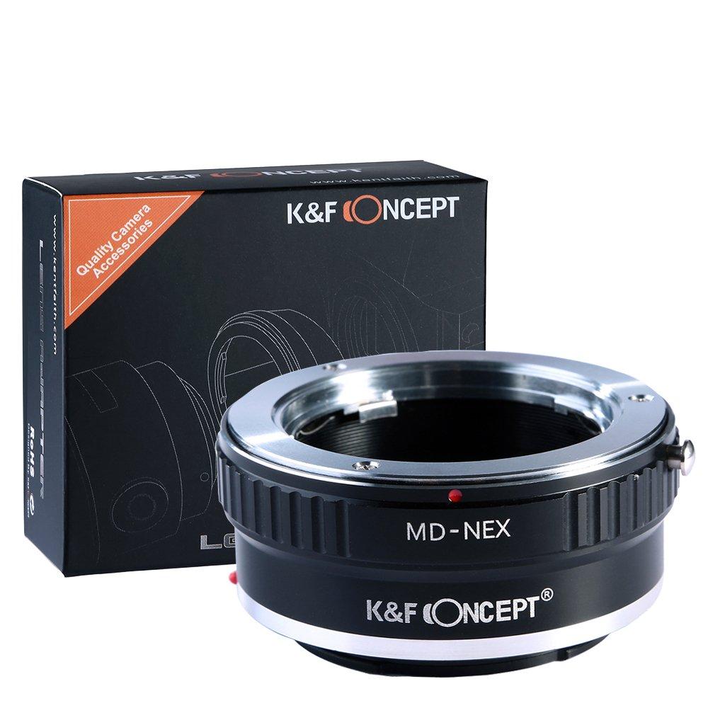 K&F Concept Lens Mount Adapter Compatible with Minolta MD MC Lens to NEX E-Mount Camera,fits a6500 a6600 a6300 a6000 a7 Black