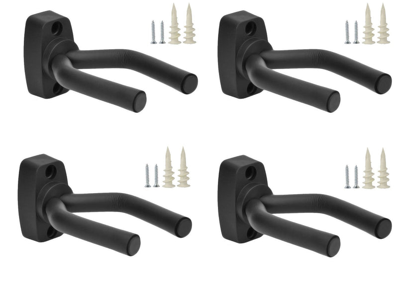 Top Stage 4-PACK Guitar Hangers Stands Hooks Holders Wall Mount Plastic Body, Black
