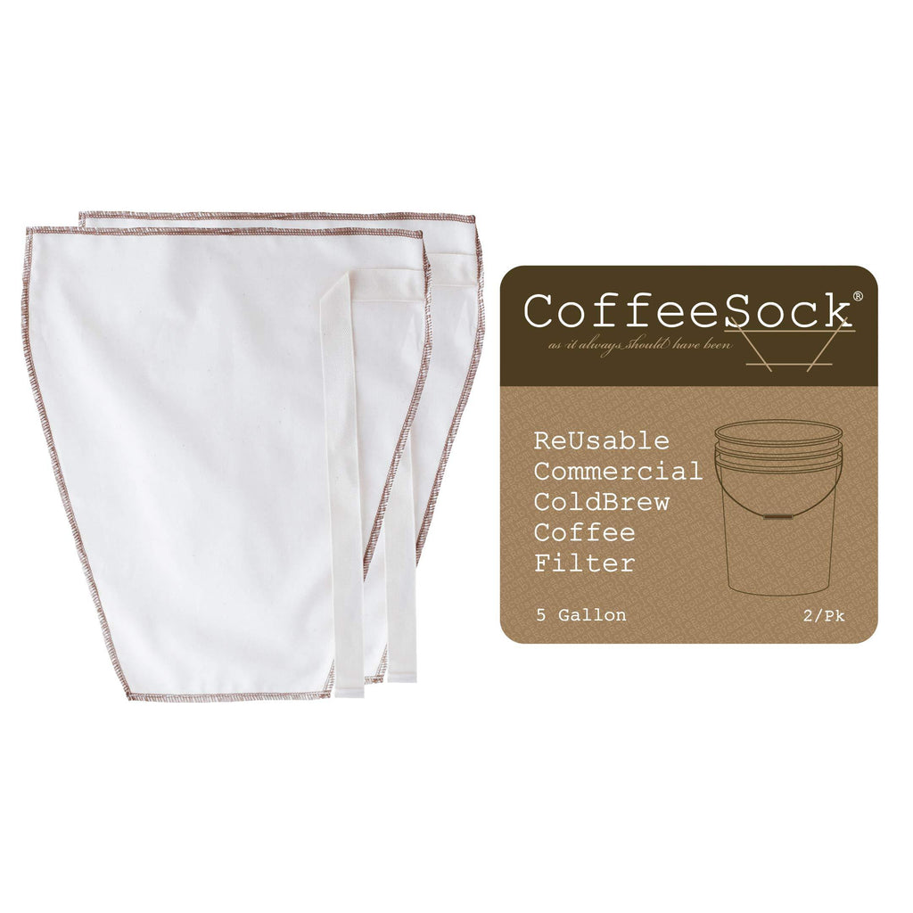 CoffeeSock Commercial 5 gallon - The Original Reusable Coffee Filter- GOTS Certified Organic Cotton Reusable Coffee Filters (2/pk)