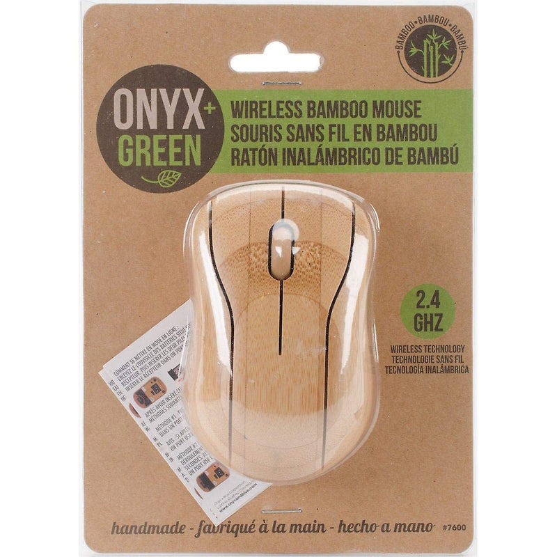 Onyx and Green Wireless Computer Mouse, Handmade with Bamboo, 2.4GHz 1 EA