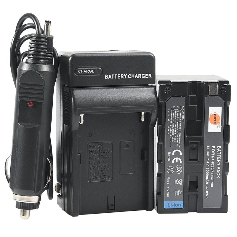 DSTE Replacement for NP-F750 Battery + DC01 Travel and Car Charger Adapter Compatible Sony CCD-TRV215 CCD-TR917 CCD-TR315 HDR-FX1000 HDR-FX7 HVR-V1U Z7U Z5U Camera as NP-F730 NP-F770